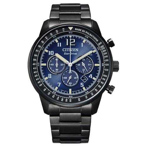 CITIZEN 星辰 海洋藍脈動光動能三眼計時男錶-44mm(CA4505-80M)