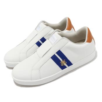 Royal Elastics 休閒鞋 Bishop 男鞋 白 藍 無鞋帶 彈力鞋帶 皮革 01731005