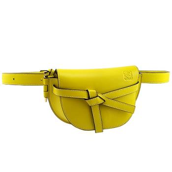 九成新展示品！LOEWE 黃色牛皮Gate禮物緞帶斜背胸口包腰包