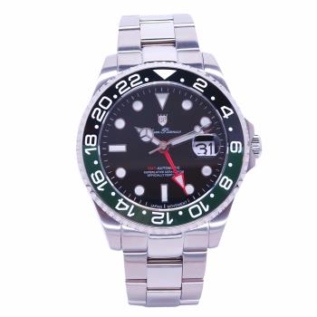 Olym Pianus 奧柏表 限量水鬼GMT超強夜光運動型機械腕錶/43mm-黑綠框-899831.5AG4S