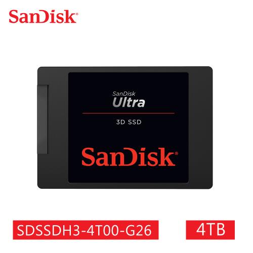 SanDisk Ultra 3D 4TB 2.5吋SATAIII固態硬碟(G26)(SDSSDH3-4T00-G26