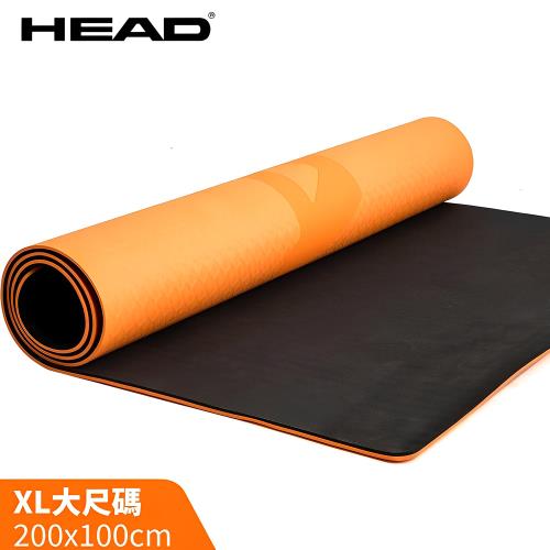 HEAD海德 XL大尺碼瑜珈墊/健身墊(黑橘)-8mm