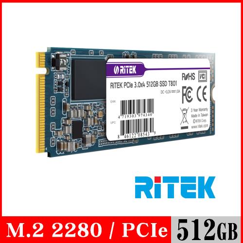 RITEK錸德 T801 512GB M2 2280/PCI-E SSD固態硬碟
