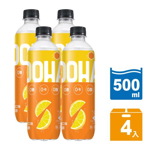 【OOHA】氣泡飲 檸檬蜂蜜口味寶特瓶 500ml (4入組)(零糖零卡零脂)