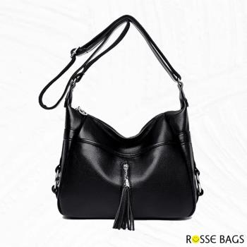 【Rosse Bags】流蘇拉鏈肩背手提肩背包(現+預 黑色)-慈濟共善