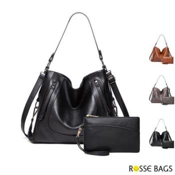 【Rosse Bags】休閒軟皮大容量子母手提肩揹包(現+預 棕色 / 灰色 / 黑色)-慈濟共善