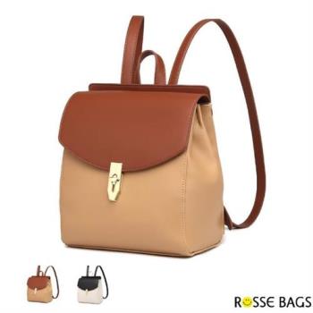 【Rosse Bags】撞色時尚潮流軟皮後背包(現+預 黑色／棕色)-慈濟共善