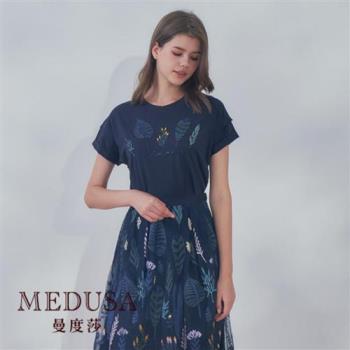 現貨【MEDUSA 曼度莎】花葉刺繡裝飾造型T恤（M-2L）｜女上衣 短袖上衣