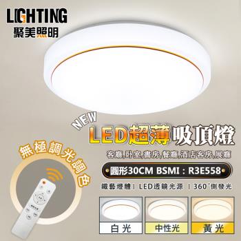 【聚美照明】led吸頂燈 臥室燈廚房陽臺樓梯燈(圓形金邊銀邊30cm/BSMI：R3E558)