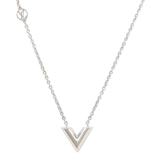 Louis Vuitton LOUIS VUITTON Pendant Twisted Flower Necklace Monogram M00916  Silver