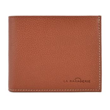 LA BAGAGERIE Nicolas系列粒面牛皮8卡翻蓋短夾(駝棕)
