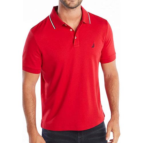 NAUTICA 2023男時尚棉質雙尖領紅色Polo衫