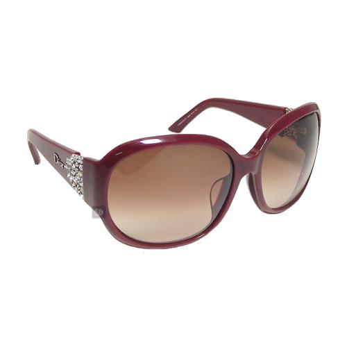 【Dior】迪奧 太陽眼鏡 DIORDELICACYF J3NJD 大鏡面 橢圓框墨鏡 膠框太陽眼鏡 紅色框/棕色鏡片 60mm