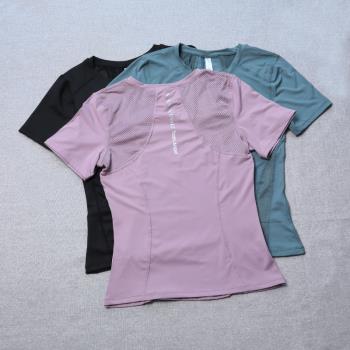 網紅韓版夏季新款運動T恤拼接透氣跑步健身速干衣美背網紗短袖女