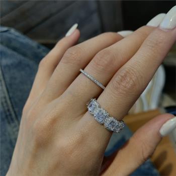 銀飾戒指密鑲鋯石戒指女生素圈簡約輕奢風指環閉口精美生日禮物