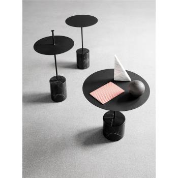 北歐大理石邊幾輕奢創意設計師咖啡桌沙發角幾圓形簡約現代小茶幾