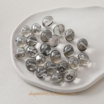 扁圓珠透明玻璃材質直孔diy串珠項鏈耳飾珠子配件