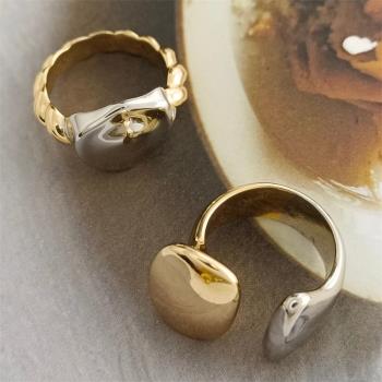 情侶日本雙色復古金屬風潮酷戒指