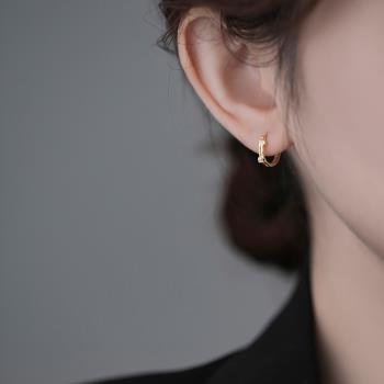 925純銀金色耳環女小眾設計感高級耳圈2023新款時尚耳釘氣質耳飾