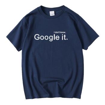 谷歌搜索圓領藏青程序員短袖T恤