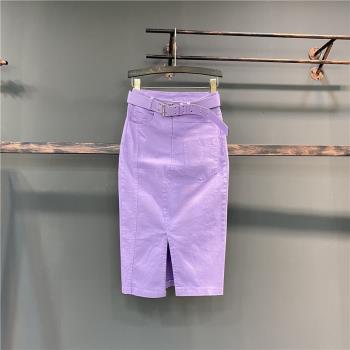 紫色春季韓版新品中長款半身裙