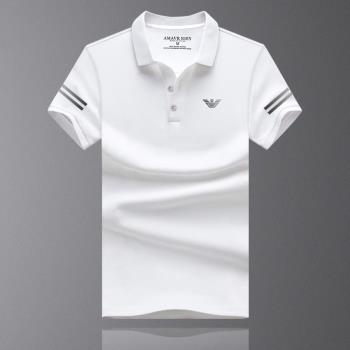 香港品牌夏季新款翻領短袖t恤男POLO衫時尚百搭大碼修身半袖體恤
