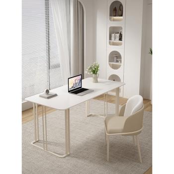 奶油風巖板書桌現代簡約臺式電腦桌家用小戶型輕奢客廳辦公室書房