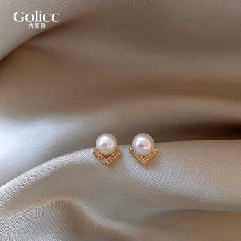 珍珠耳釘女輕奢高級感耳環2023新款洋氣小眾設計氣質耳飾精致簡約