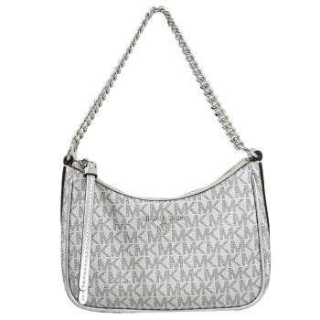 MICHAEL KORS Jet Set Charm 撞色印花肩背鍊帶小提包.銀