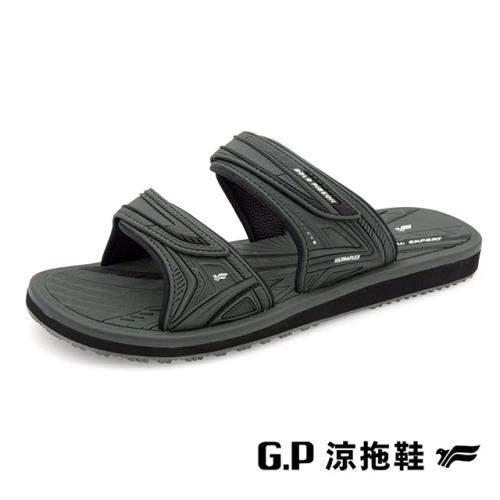 G.P(男)高彈性舒適雙帶拖鞋 男鞋-軍綠色