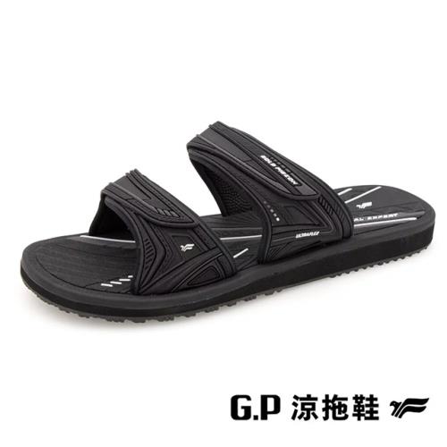 G.P(男)高彈性舒適雙帶拖鞋 男鞋-黑色