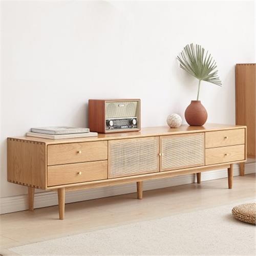 [hoi!]源氏木語覓藤橡木實木四抽雙門1.8M電視櫃 Y49N03