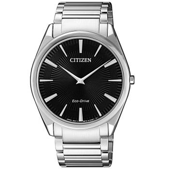 CITIZEN 星辰 光動能 超薄型腕錶 放射紋 黑x銀 AR3071-87E/38mm