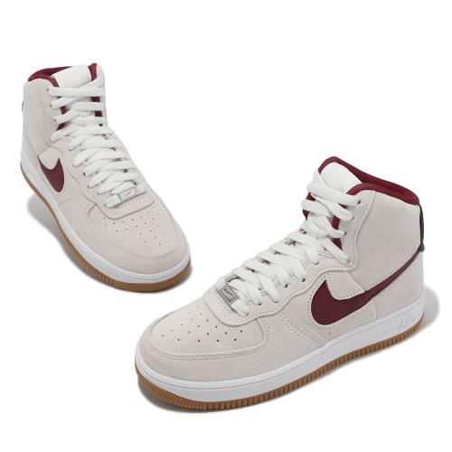 Nike 休閒鞋Wmns AF1 Sculpt 女鞋灰酒紅復古高筒Air Force 1 麂皮