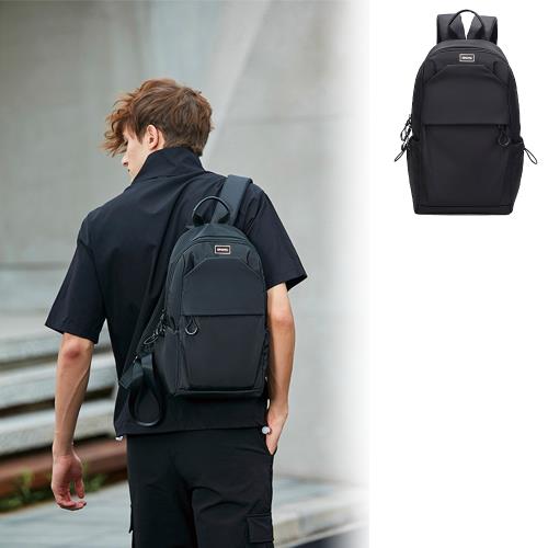 SPRING-尼龍後背包中性百搭後背包簡約抽繩後背包(日系中性簡約尼龍後背包)