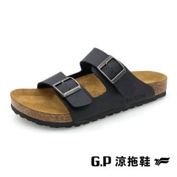 G.P(男)素面織紋雙帶柏肯鞋 男鞋-黑色