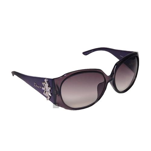 【Dior】迪奧 太陽眼鏡 DIORROUFROUF I9L9C 大鏡面 橢圓框墨鏡 膠框太陽眼鏡 透明紫框/漸層鏡片 60mm