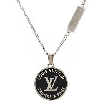 Louis Vuitton LV M00911 LV Award 品牌LOGO琺瑯圓飾吊墜項鍊.銀