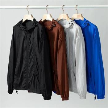 【米蘭精品】防曬外套連帽夾克-輕薄透氣休閒夏季男外套4色74ez13