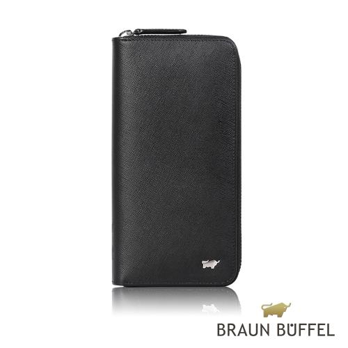 BRAUN BUFFEL ADAM-A 亞當系列8卡拉鍊長夾 -黑色 BF504-601-BK