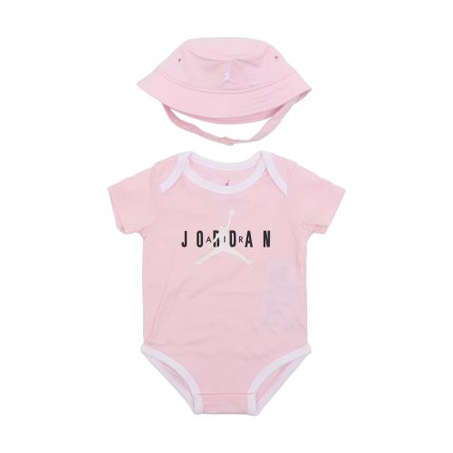 Nike 包屁衣 Jordan Baby 寶寶上衣 粉紅 白 新生兒 喬丹 漁夫帽 0~12個月 JD2313026NB-003