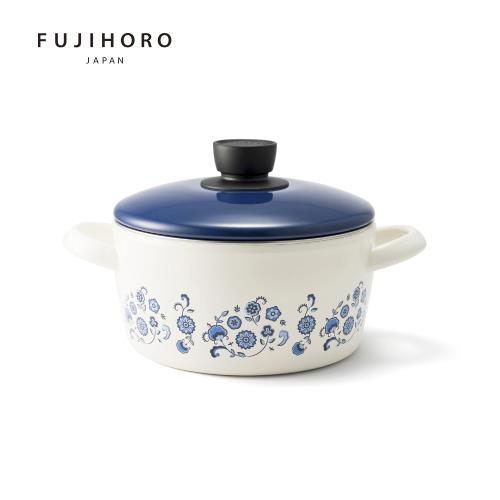 【FUJIHORO 富士琺瑯】Memories雙耳附蓋琺瑯鍋20cm/3L-復刻小藍花