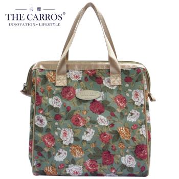 【THE CARROS 卡蘿】保溫保冷餐袋(L)-綠底薔薇