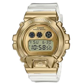 【CASIO 卡西歐】 G-SHOCK 金屬錶圈 透明手錶-金色_GM-6900SG-9_49.7mm