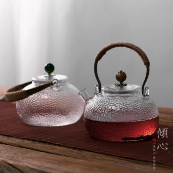 傾心日式家用耐熱玻璃茶具過濾煮茶壺耐高溫電陶爐燒水提梁壺茶壺