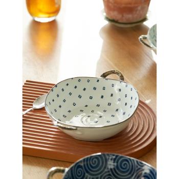 日式雙耳湯碗家用2021新款陶瓷餐具高顏值大號拉面碗湯盆個人專用