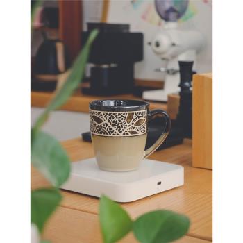 歐式復古葉紋美式咖啡杯 大容量陶瓷拿鐵冰美式馬克杯 辦公室家用