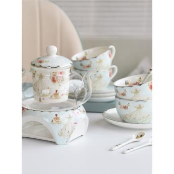 法式高顏值骨瓷英式下午茶歐式耐高溫玻璃茶杯壺水果茶具套裝一套