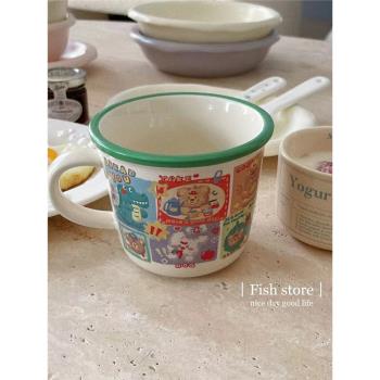 *Fish store*可愛塗鴉油畫風小熊陶瓷馬克杯水杯牛奶杯咖啡杯