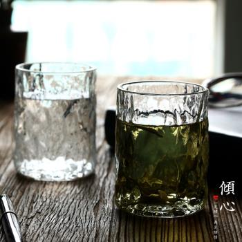 日式純手工錘紋玻璃酒杯 綠茶杯 威士忌洋酒杯 烈酒紅酒 茶杯水杯
